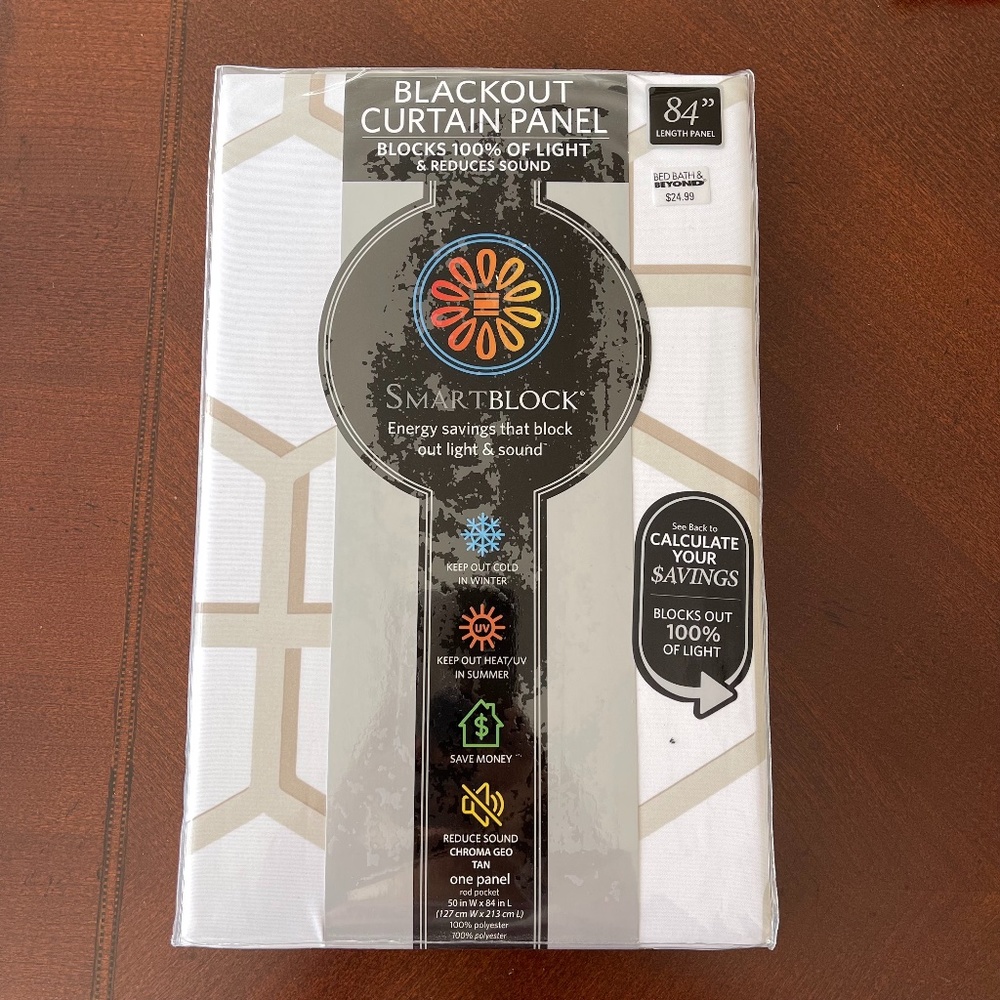 SmartBLock Blackout‎ Curtain Panel 84" NWT